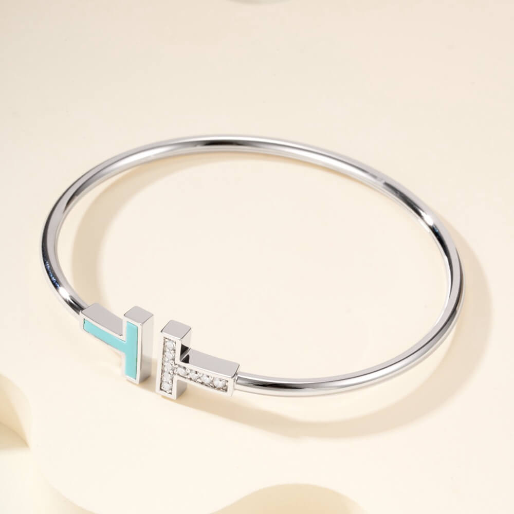 T*f*ny T D1am0nd and Turquoise Wire Bracelet(HIGH-END GRADE)