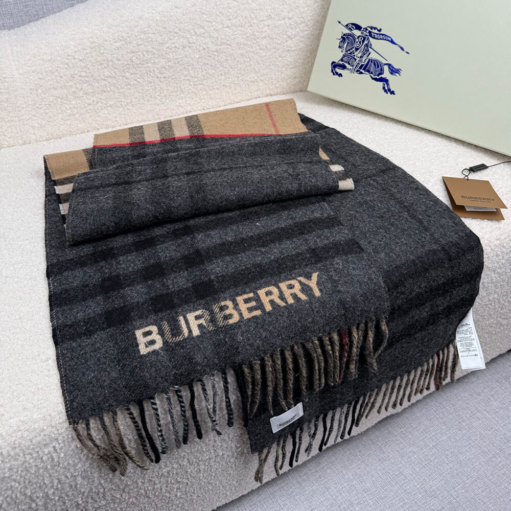 Bv*b*rry Contrast Check Cashmere Scarf