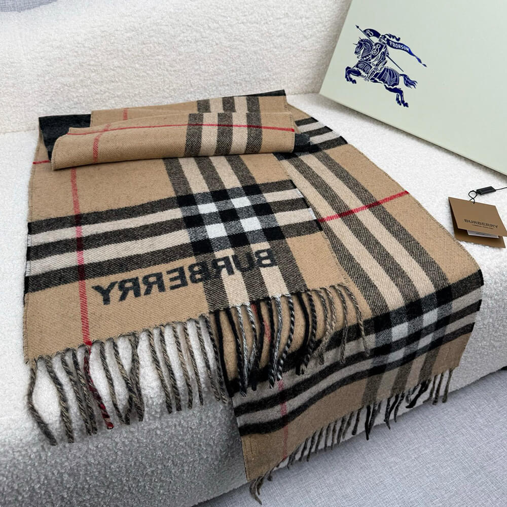 Bv*b*rry Contrast Check Cashmere Scarf