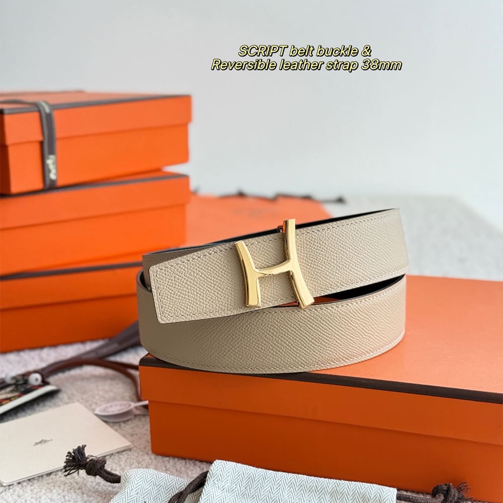 H**me5 Script belt buckle & Reversible leather strap 38 mm