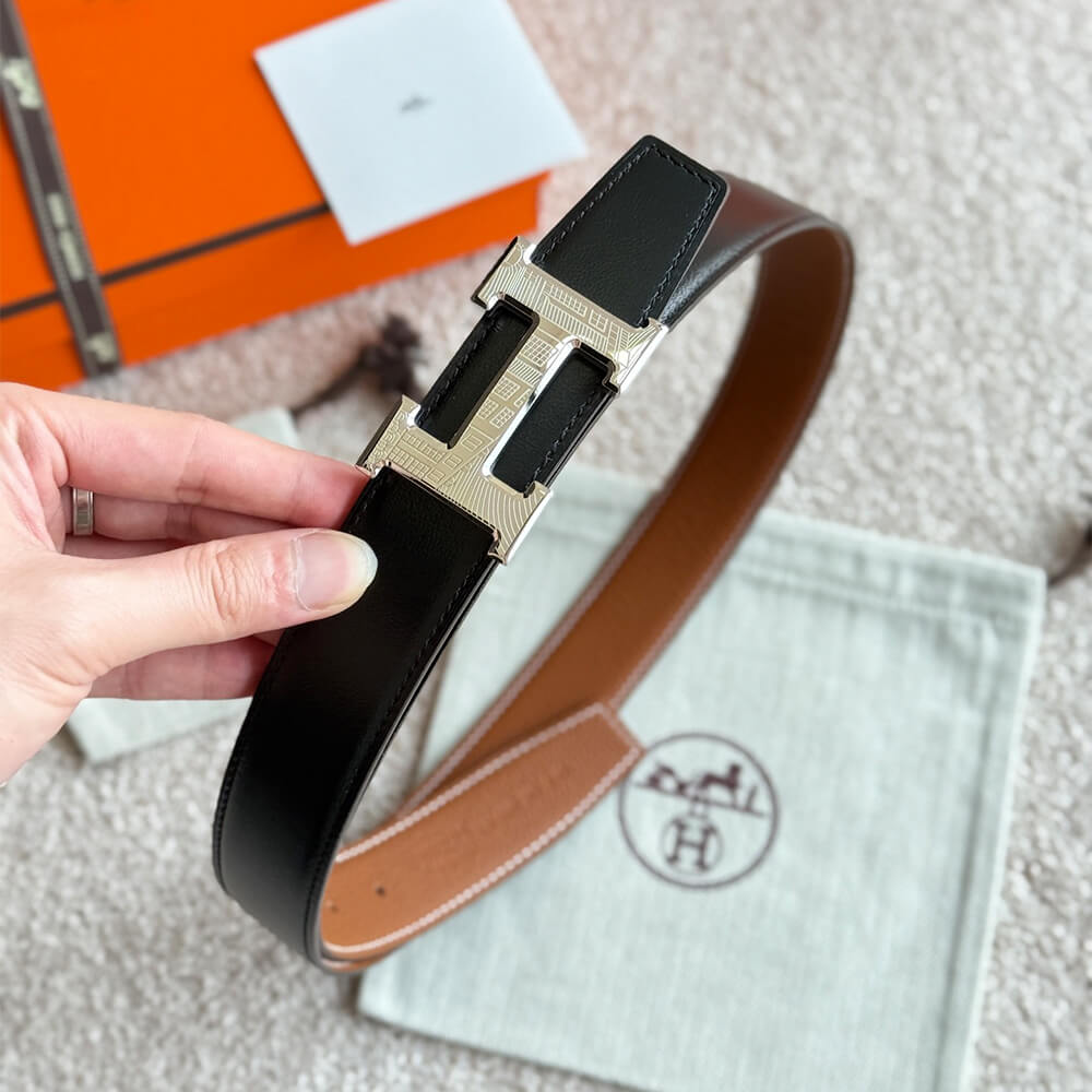 H**me5 5382 FAUBOURG BELT BUCKLE & REVERSIBLE LEATHER STRAP 32 MM
