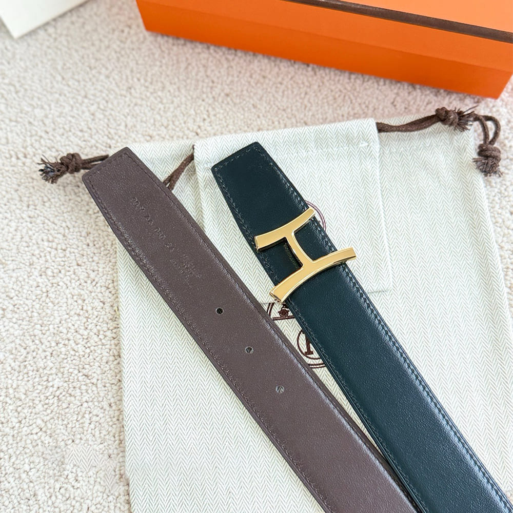 H**me5 Script belt buckle & Reversible leather strap 38 mm