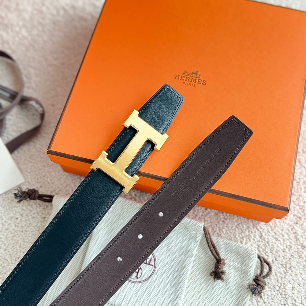 H**me5 H belt buckle & Reversible leather strap 32 mm