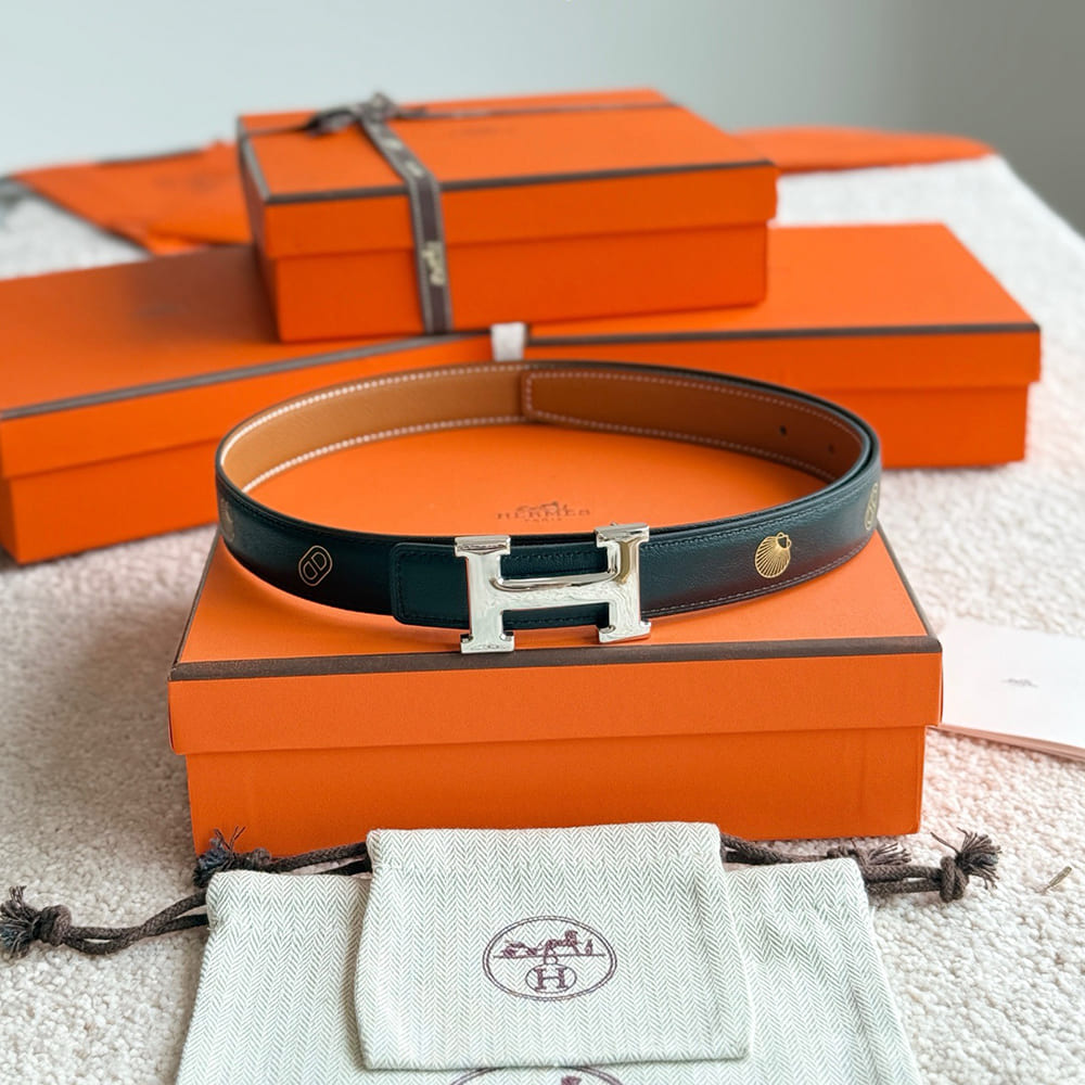 H**me5 Mini H belt buckle & H**me5 sur Mer reversible leather strap 24 mm
