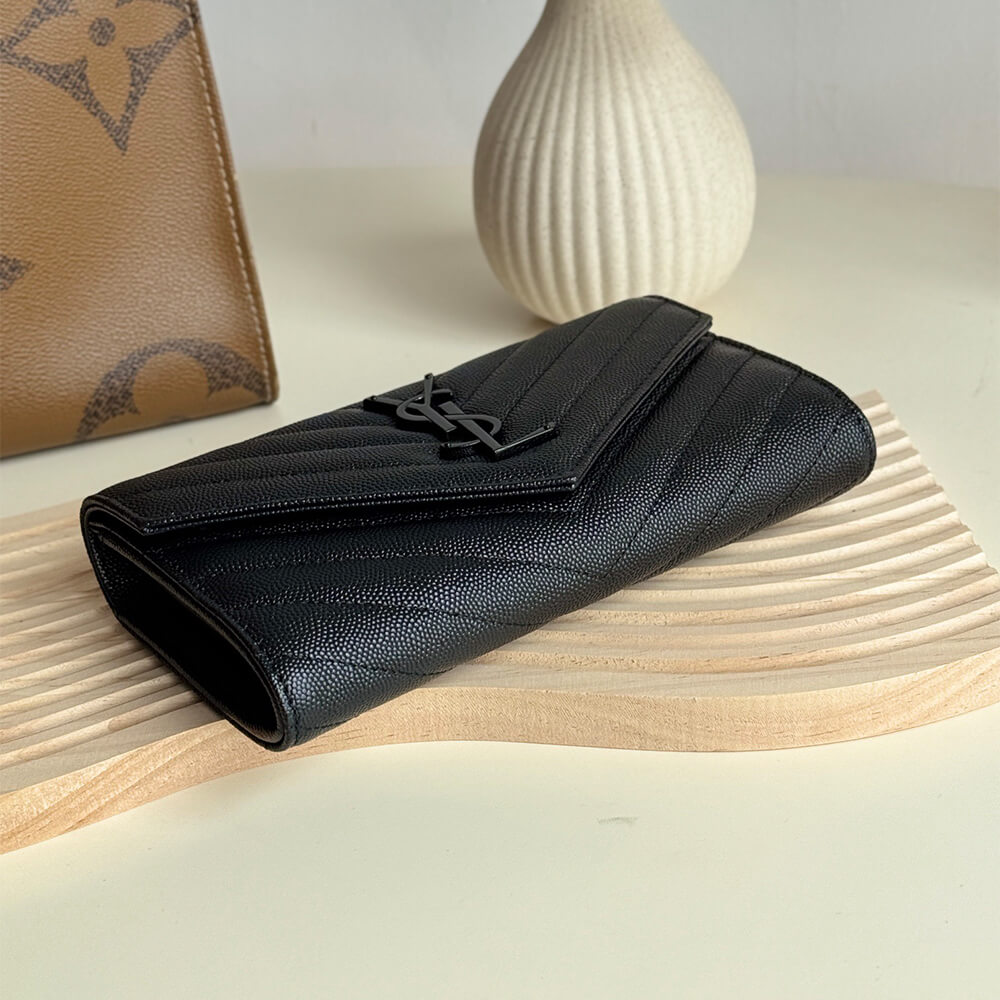CASSANDRE MATELASS?? LARGE FLAP WALLET IN GRAIN DE POUDRE LEATHER(HIGH-END GRADE)