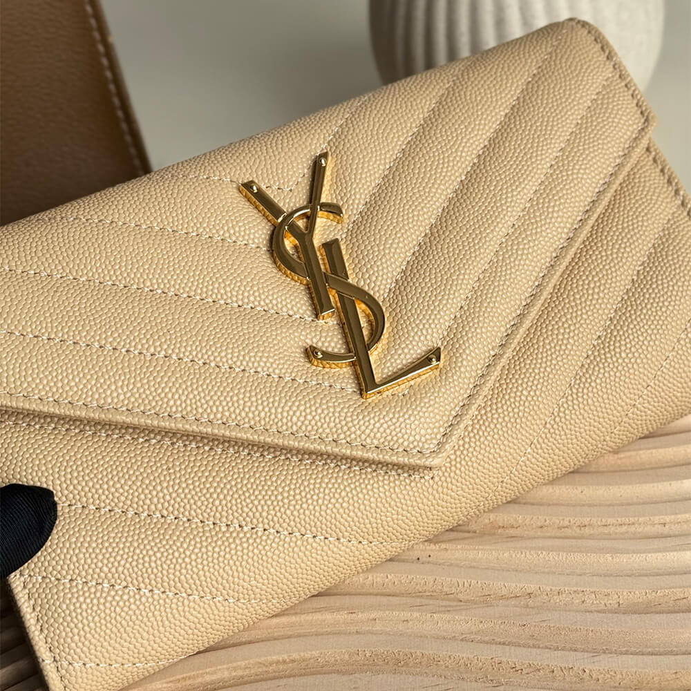 CASSANDRE MATELASS?? LARGE FLAP WALLET IN GRAIN DE POUDRE LEATHER(HIGH-END GRADE)