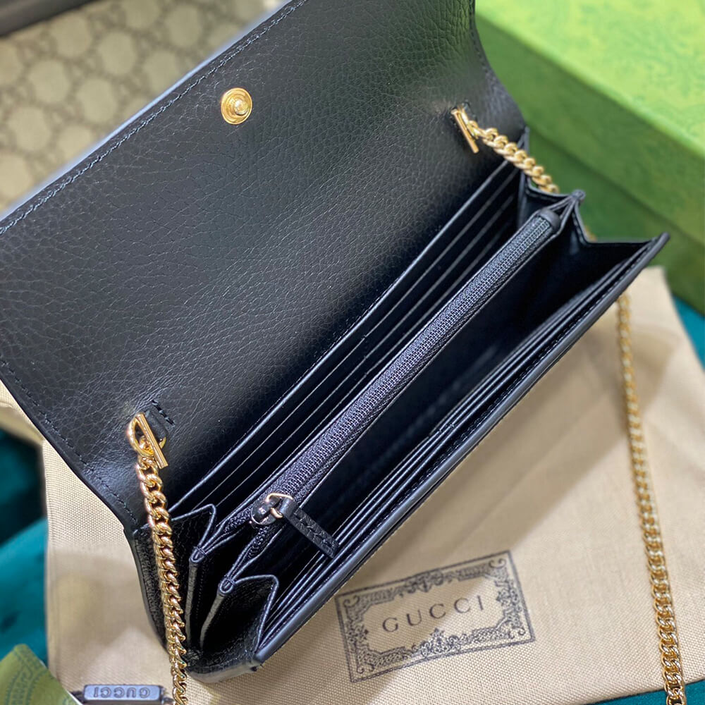 Bi-color GG Marmont wallet on chain(HIGH-END GRADE)