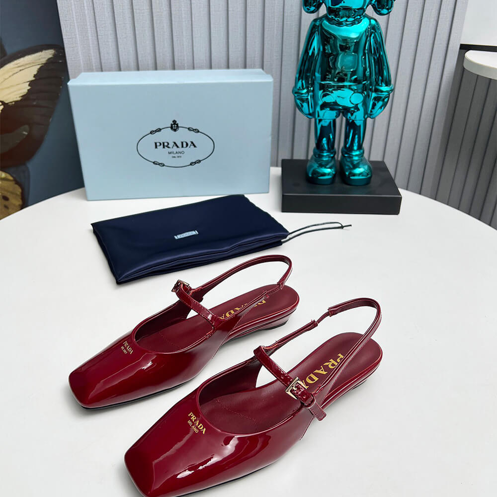 Pra*a Patent Leather Slingback Ballerinas