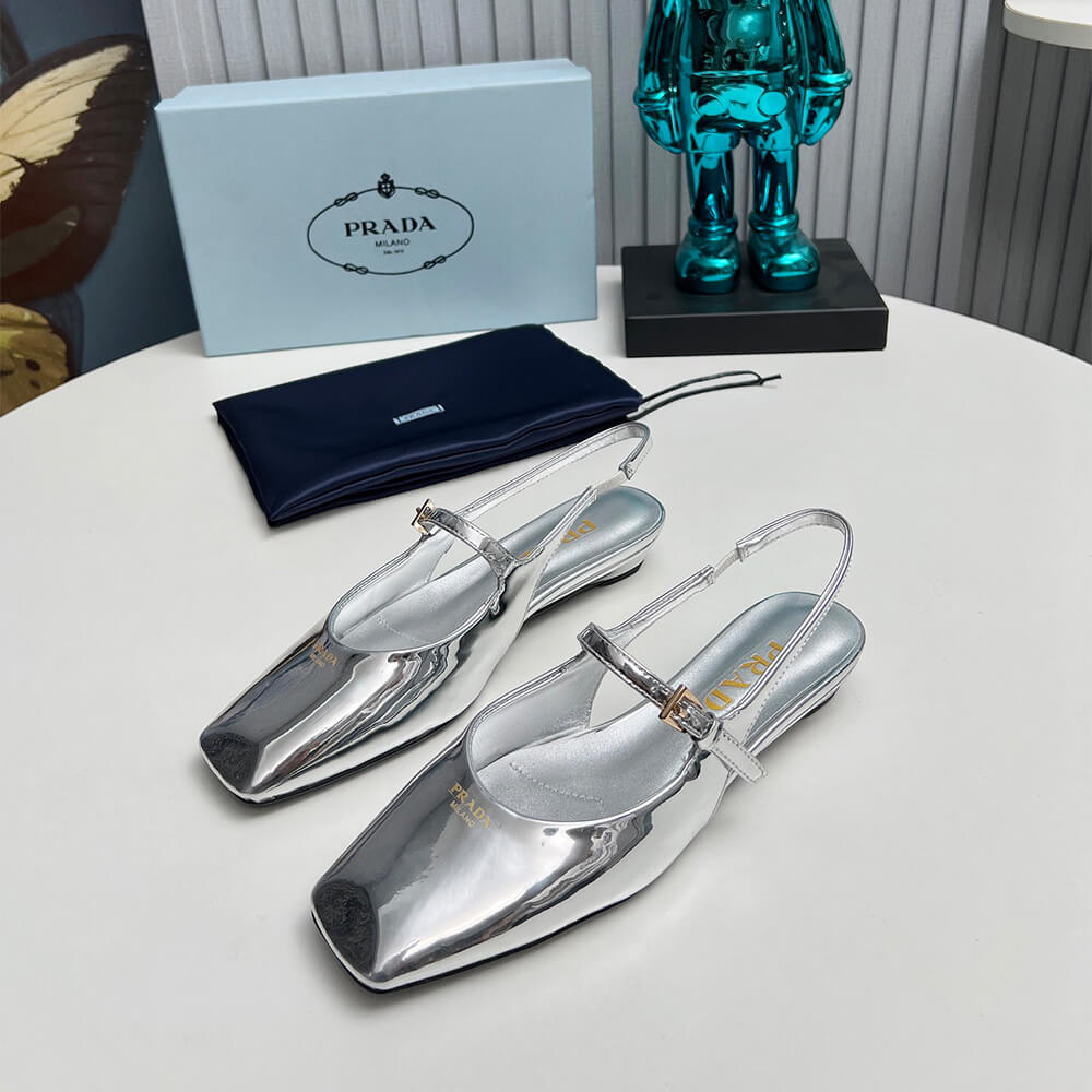 Pra*a Patent Leather Slingback Ballerinas