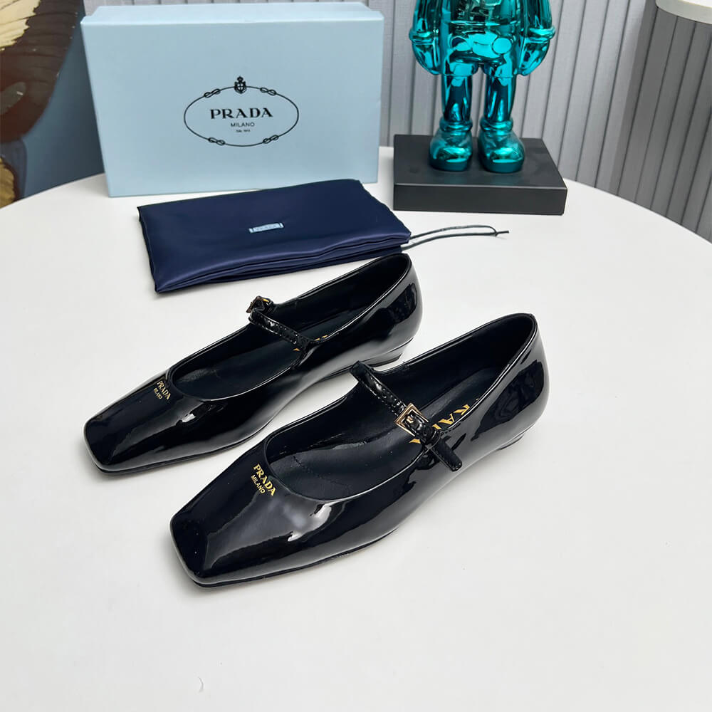 Pra*a Patent Leather Mary Jane Ballerinas