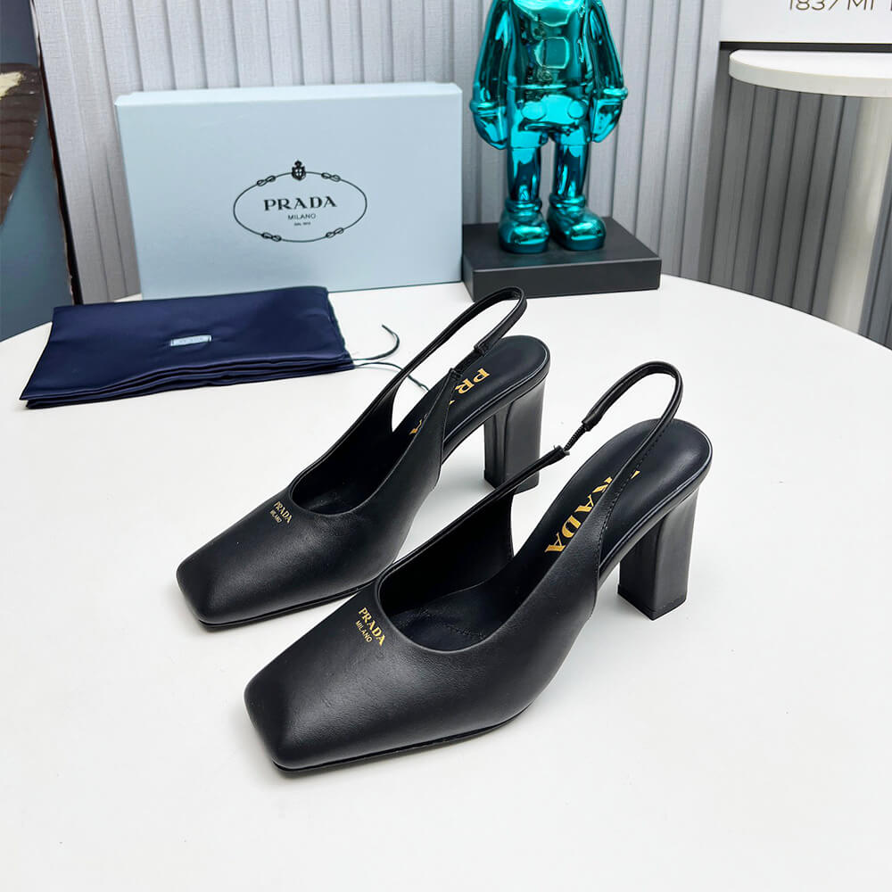 Pra*a Leather Slingback Pumps 85 mm