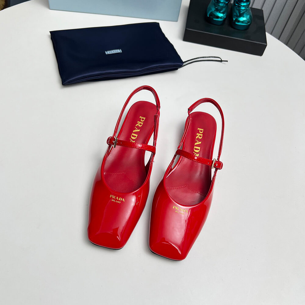 Pra*a Patent Leather Slingback Ballerinas