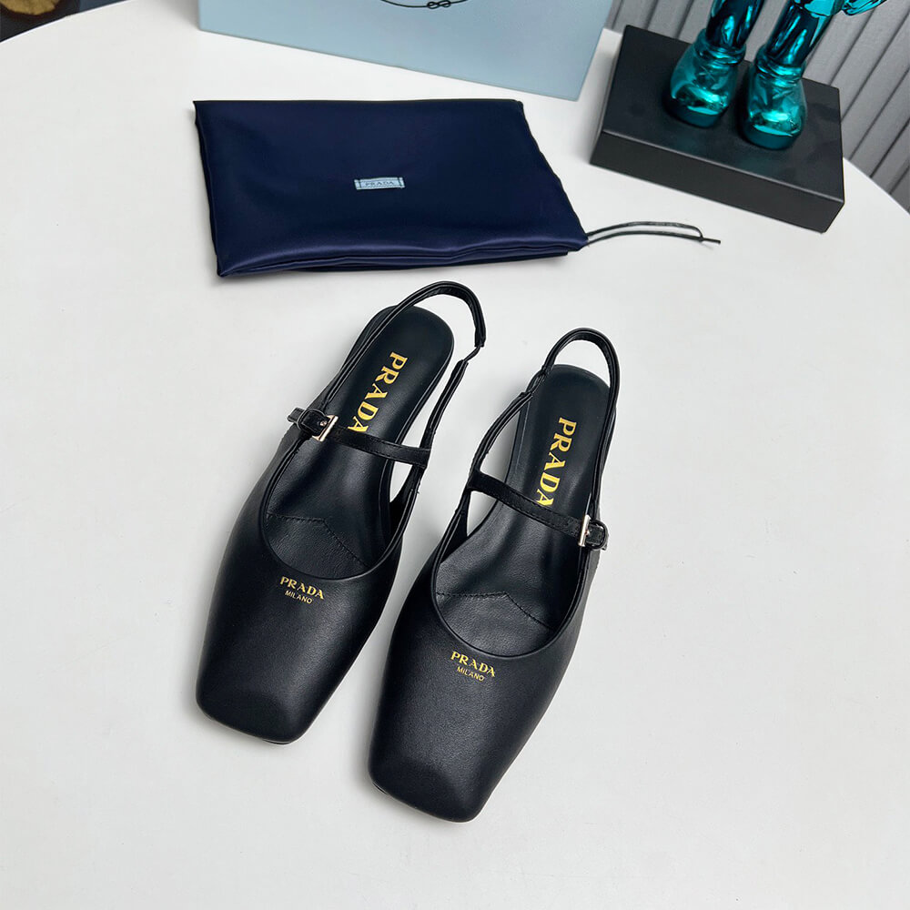 Pra*a Leather Slingback Ballerinas