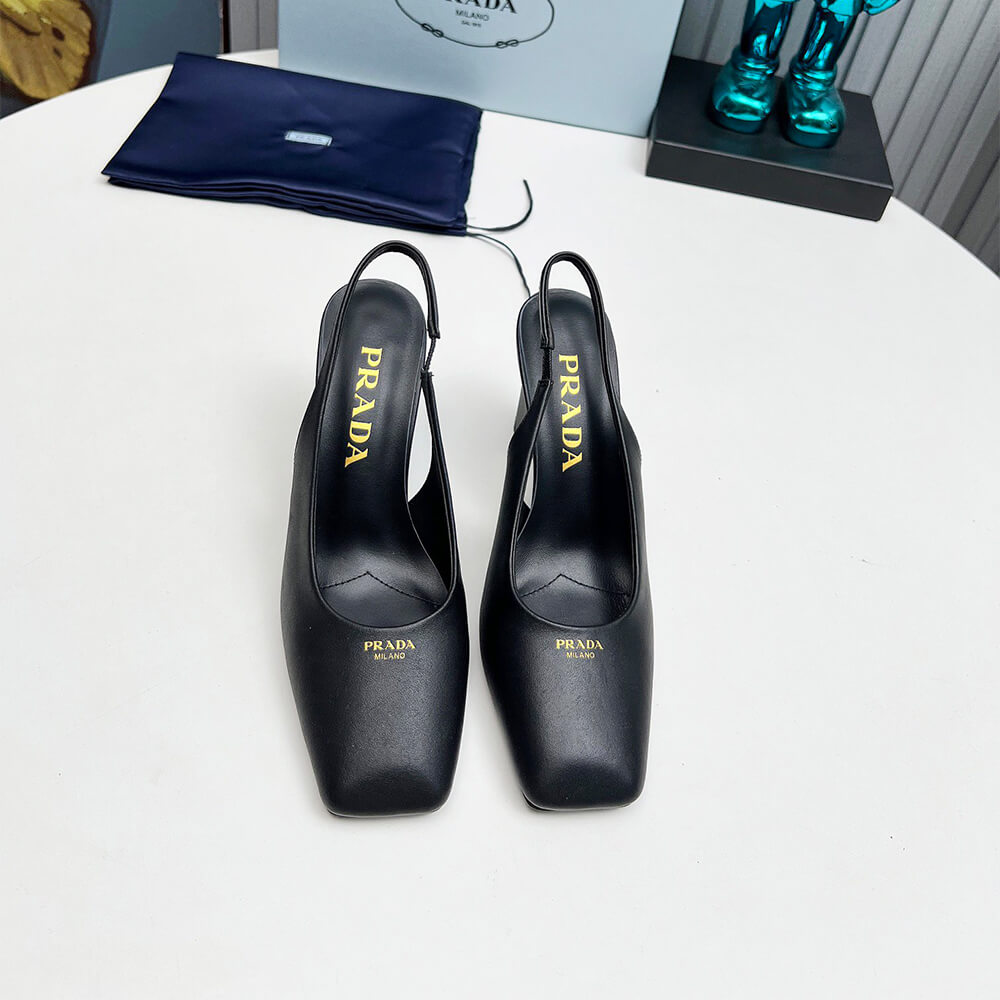Pra*a Leather Slingback Pumps 85 mm