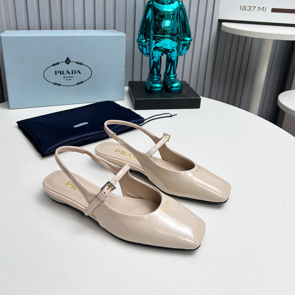 Pra*a Patent Leather Slingback Ballerinas