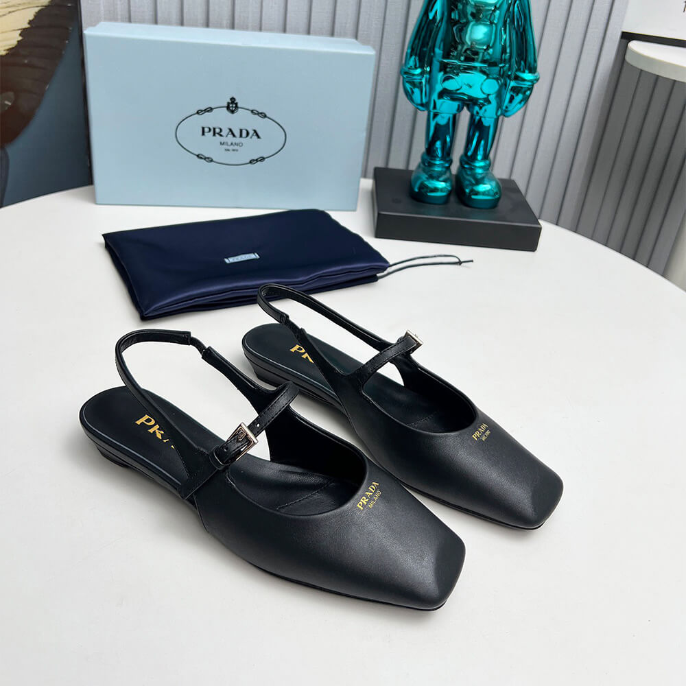 Pra*a Leather Slingback Ballerinas