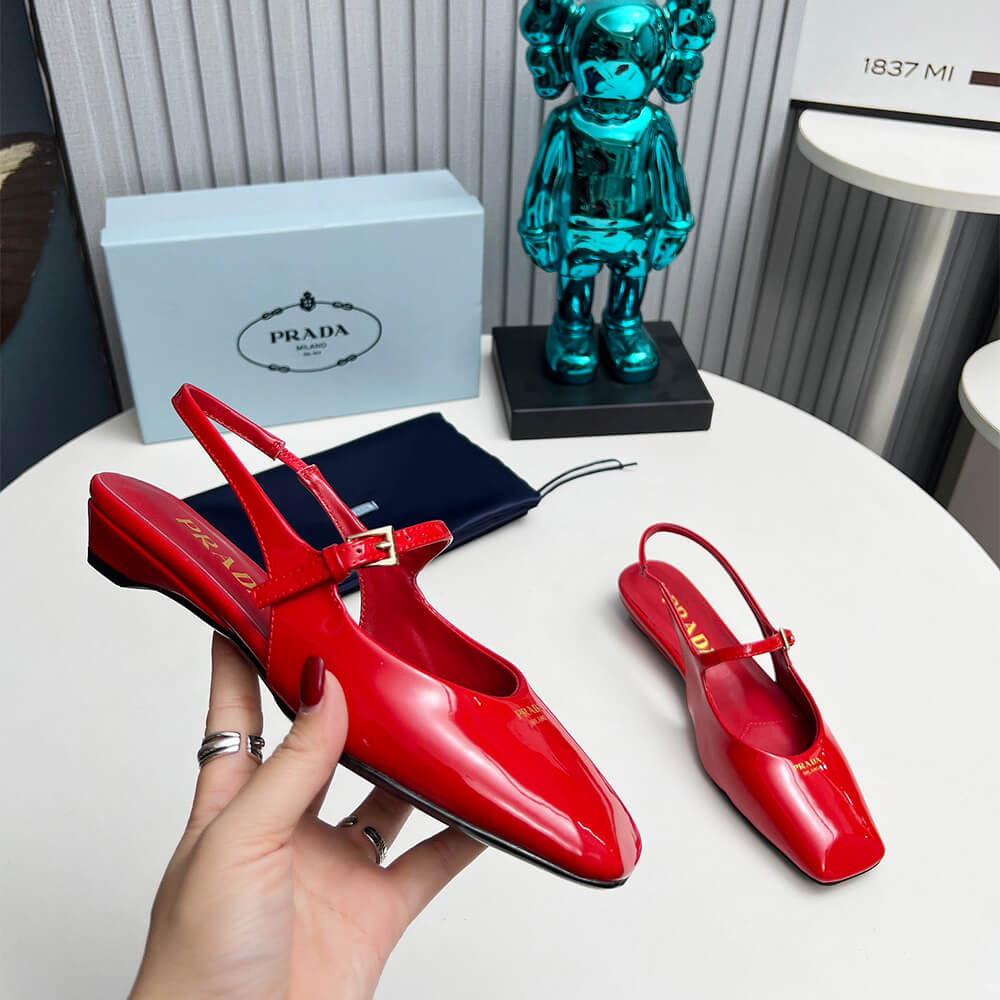 Pra*a Patent Leather Slingback Ballerinas