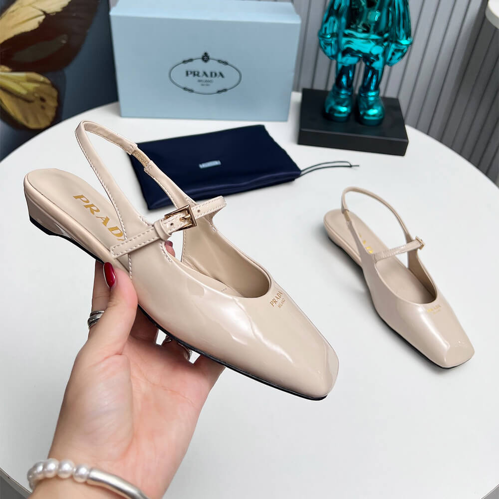 Pra*a Patent Leather Slingback Ballerinas