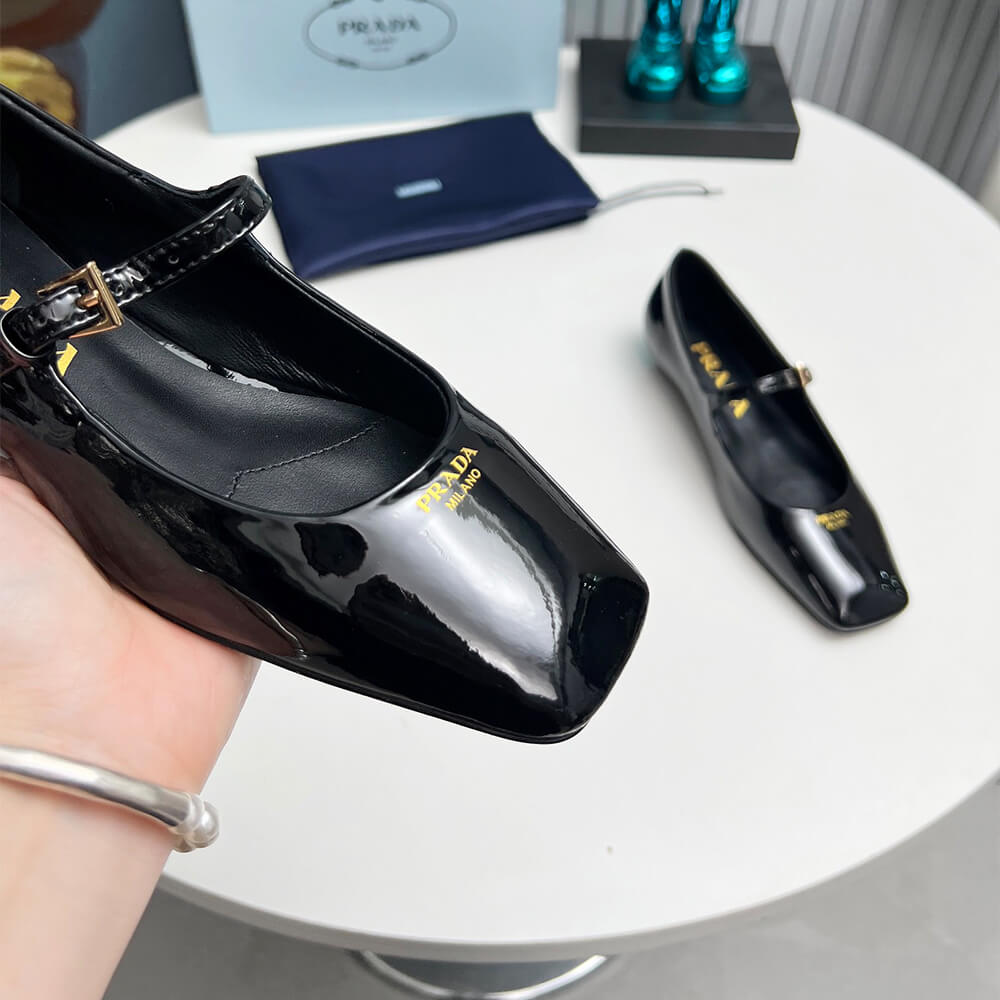 Pra*a Patent Leather Mary Jane Ballerinas