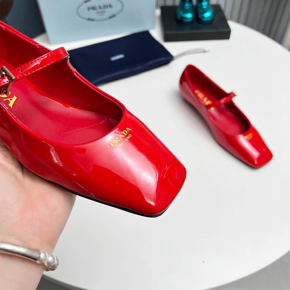 Pra*a Patent Leather Mary Jane Ballerinas