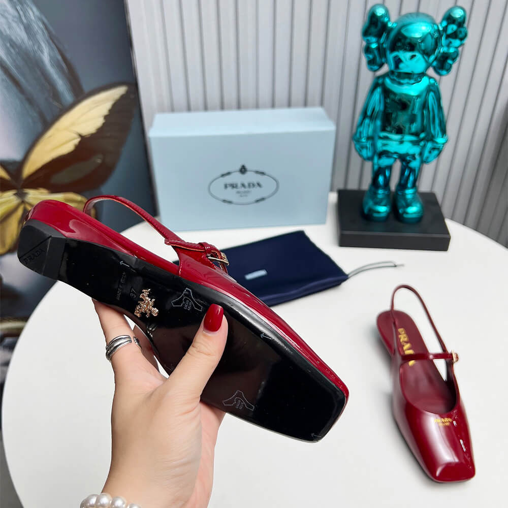 Pra*a Patent Leather Slingback Ballerinas