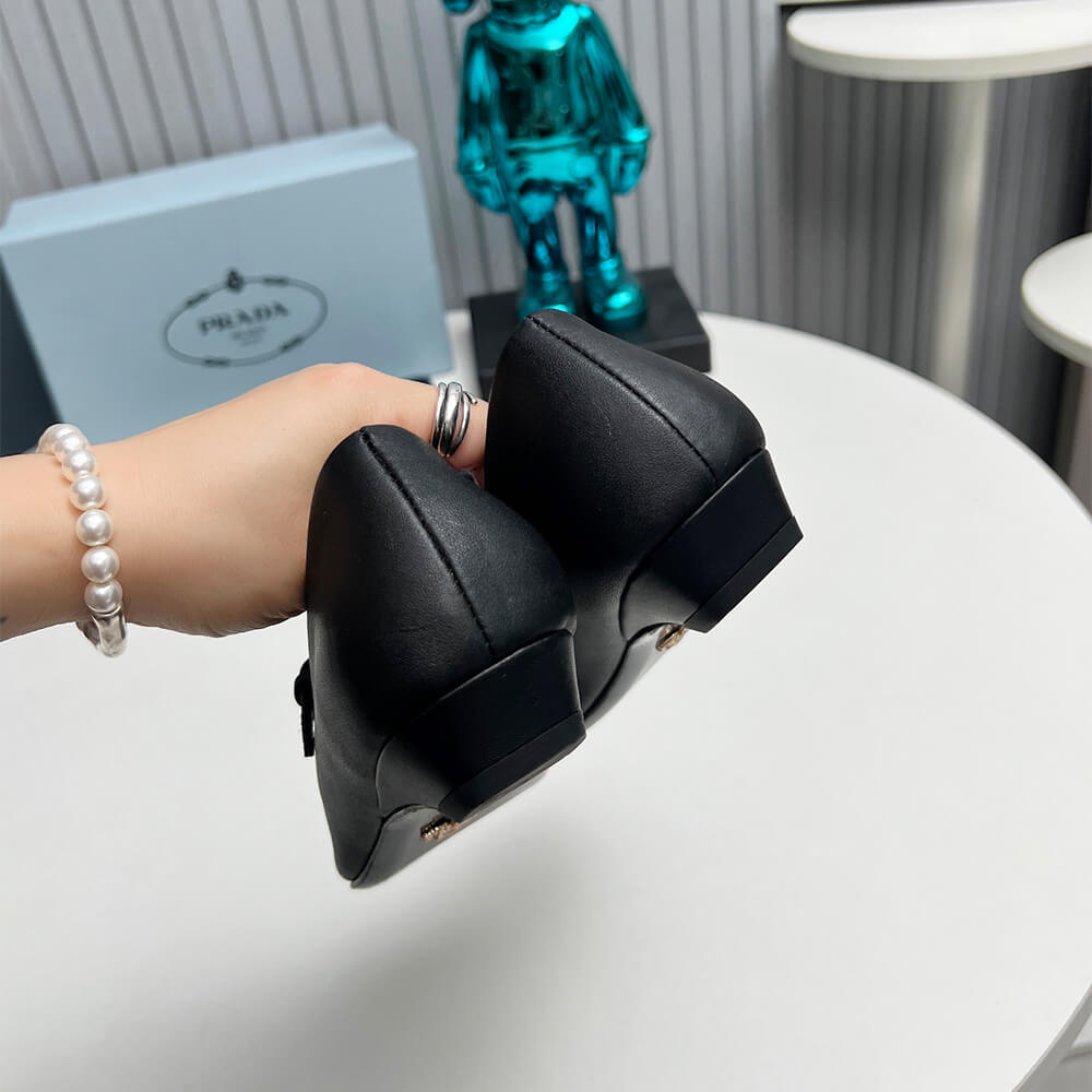 Pra*a Leather Mary Jane Ballerinas
