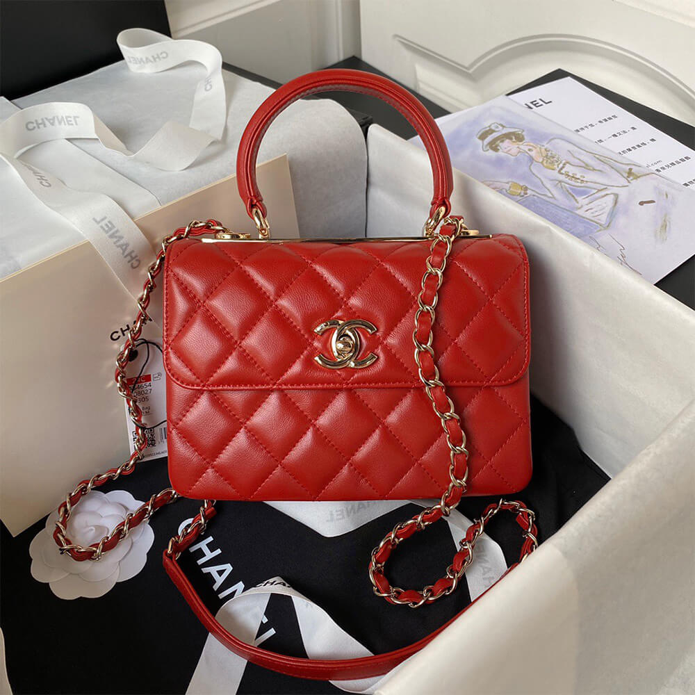 Ch**el Mini Flap Bag with Top Handle(HIGH-END GRADE)