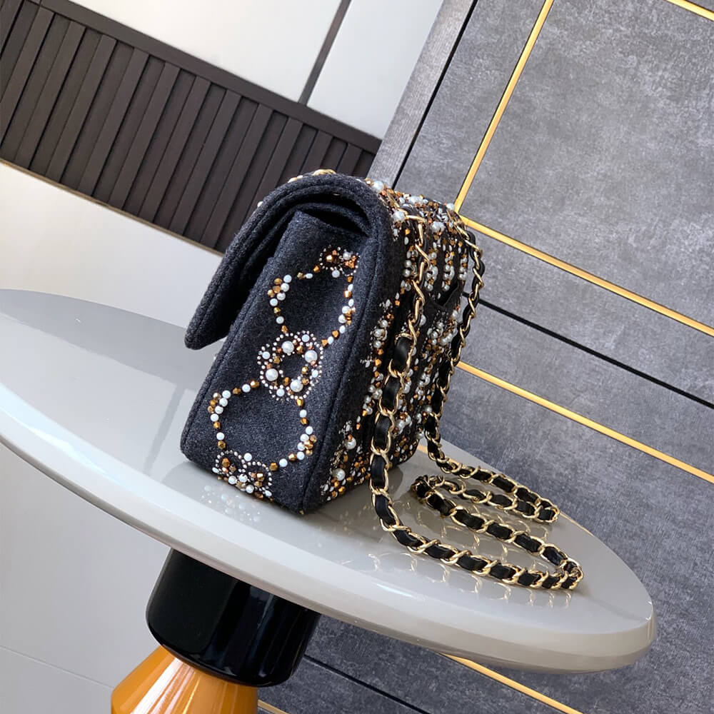Ch**el Pearl Classic Double Flap Handbag(HIGH-END GRADE)