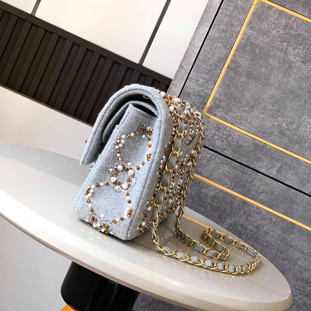 Ch**el Pearl Classic Double Flap Handbag(HIGH-END GRADE)