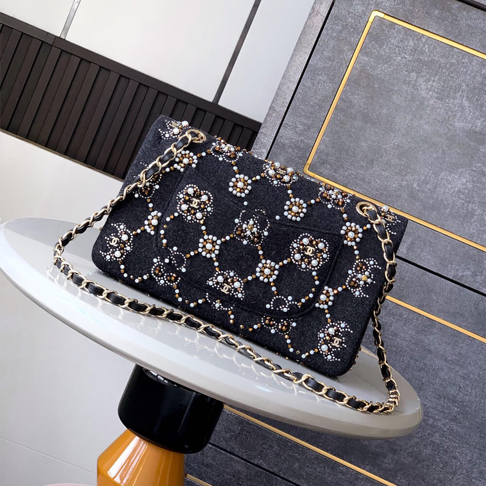 Ch**el Pearl Classic Double Flap Handbag(HIGH-END GRADE)