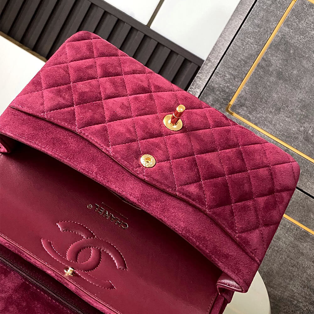 Ch**el Suede Classic Double Flap Handbag(HIGH-END GRADE)