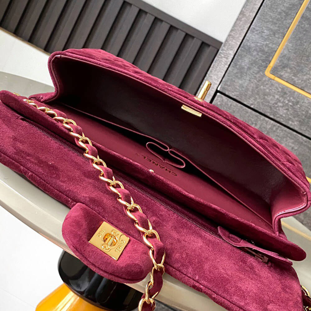 Ch**el Suede Classic Double Flap Handbag(HIGH-END GRADE)