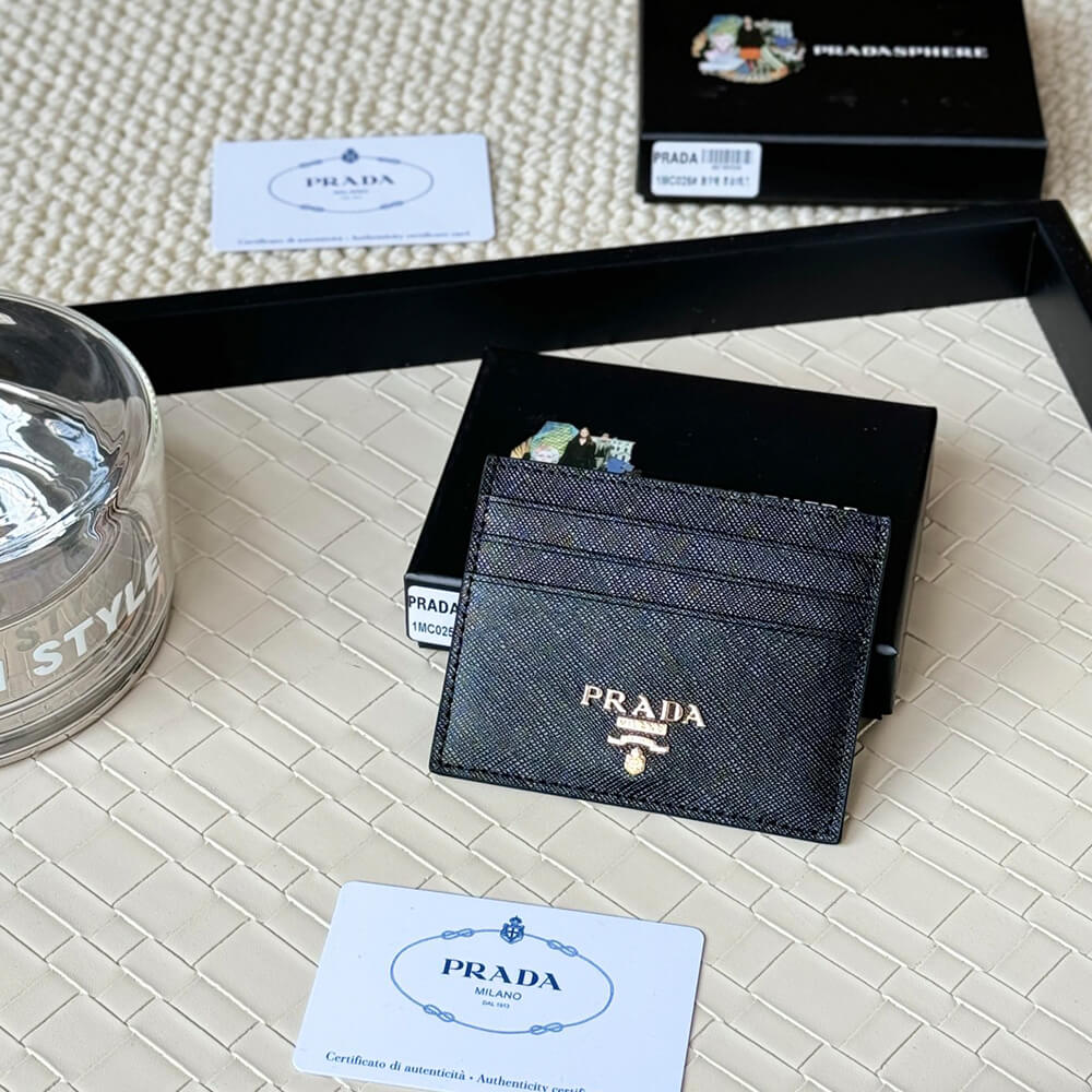 Pra*a Saffiano Leather Card Holder
