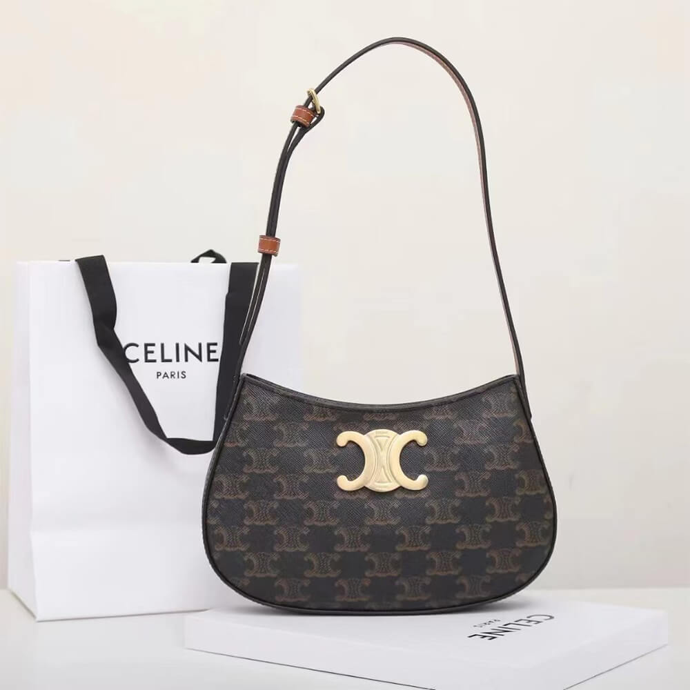 Ce1i*e MEDIUM TILLY BAG in Triomphe canvas and calfskin