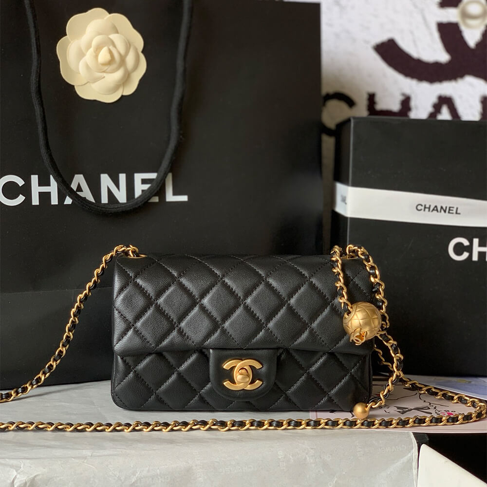 Ch**el Pearl Crush Mini Rectangular Flap(HIGH-END GRADE)