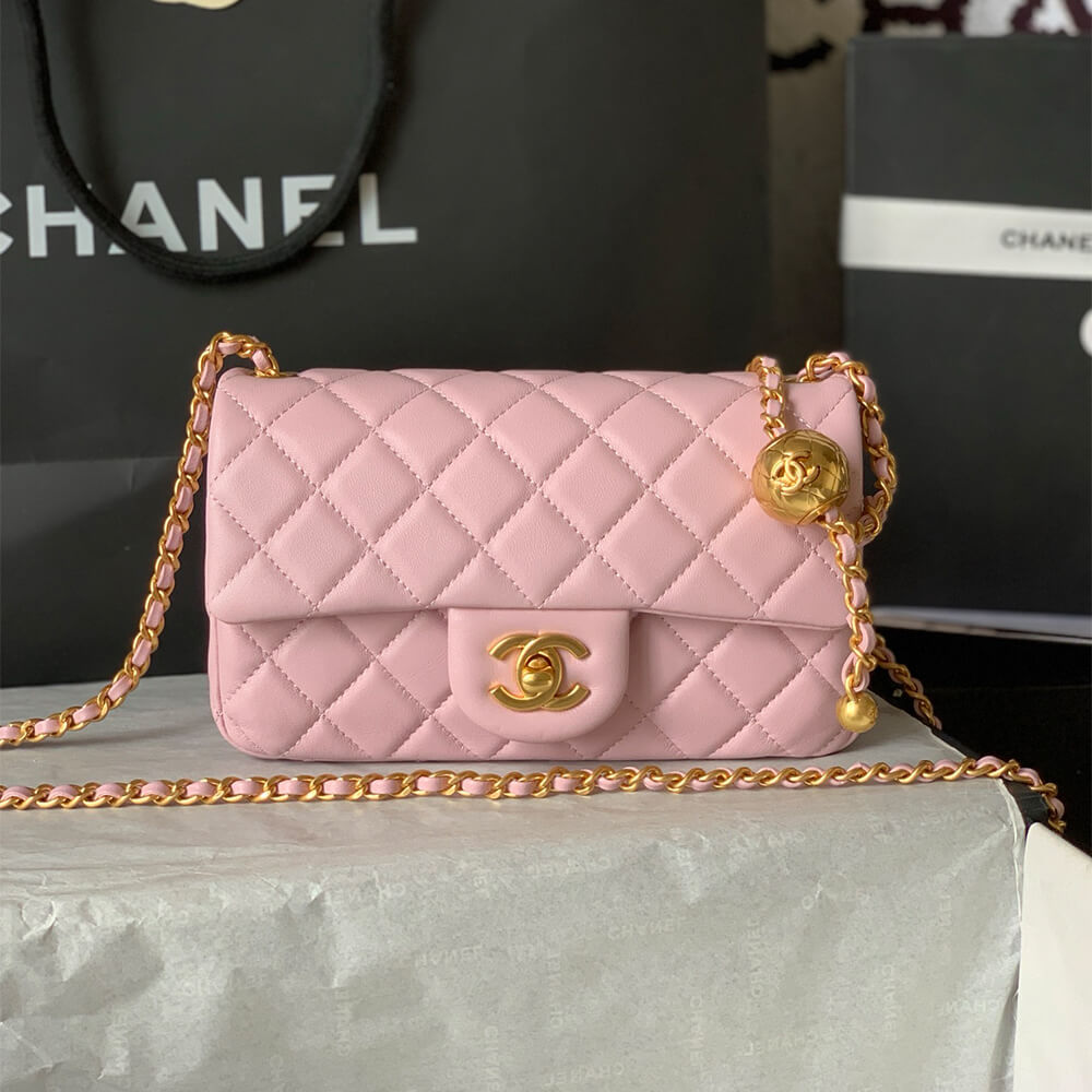 Ch**el Pearl Crush Mini Rectangular Flap(HIGH-END GRADE)