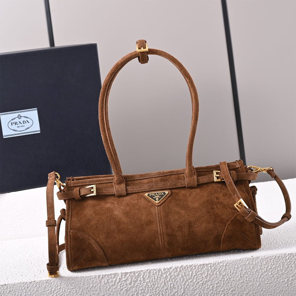 Pra*a Medium suede handbag(high-end grade)