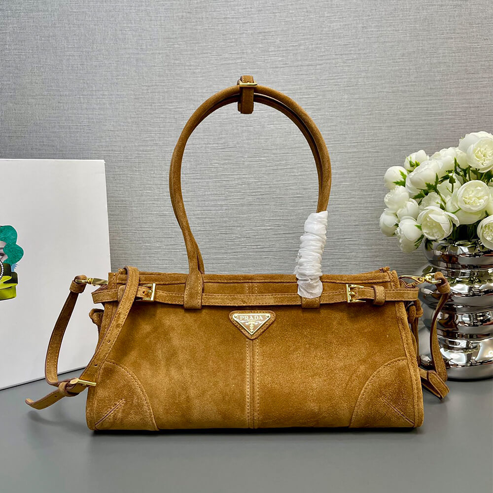 Pra*a Medium suede handbag(high-end grade)