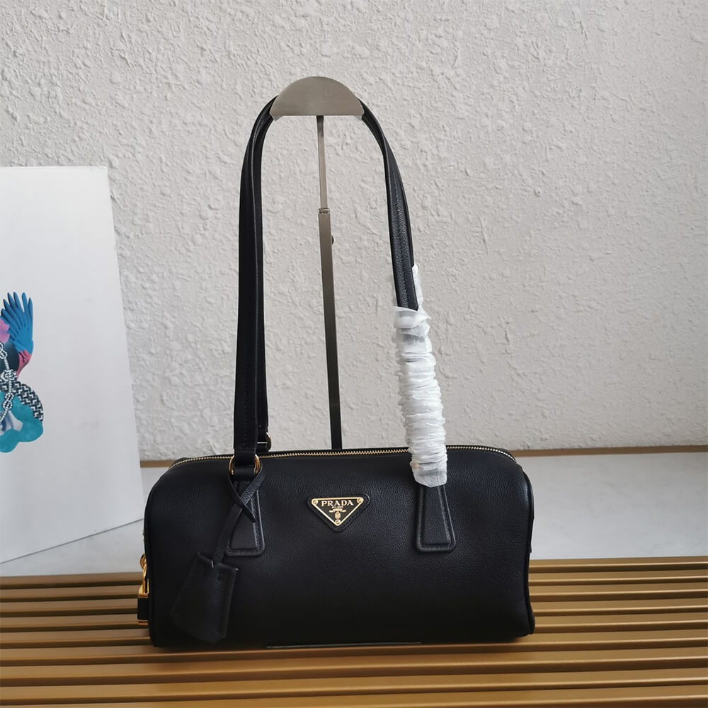 Pra*a Medium leather top-handle bag with padlock(high-end grade)