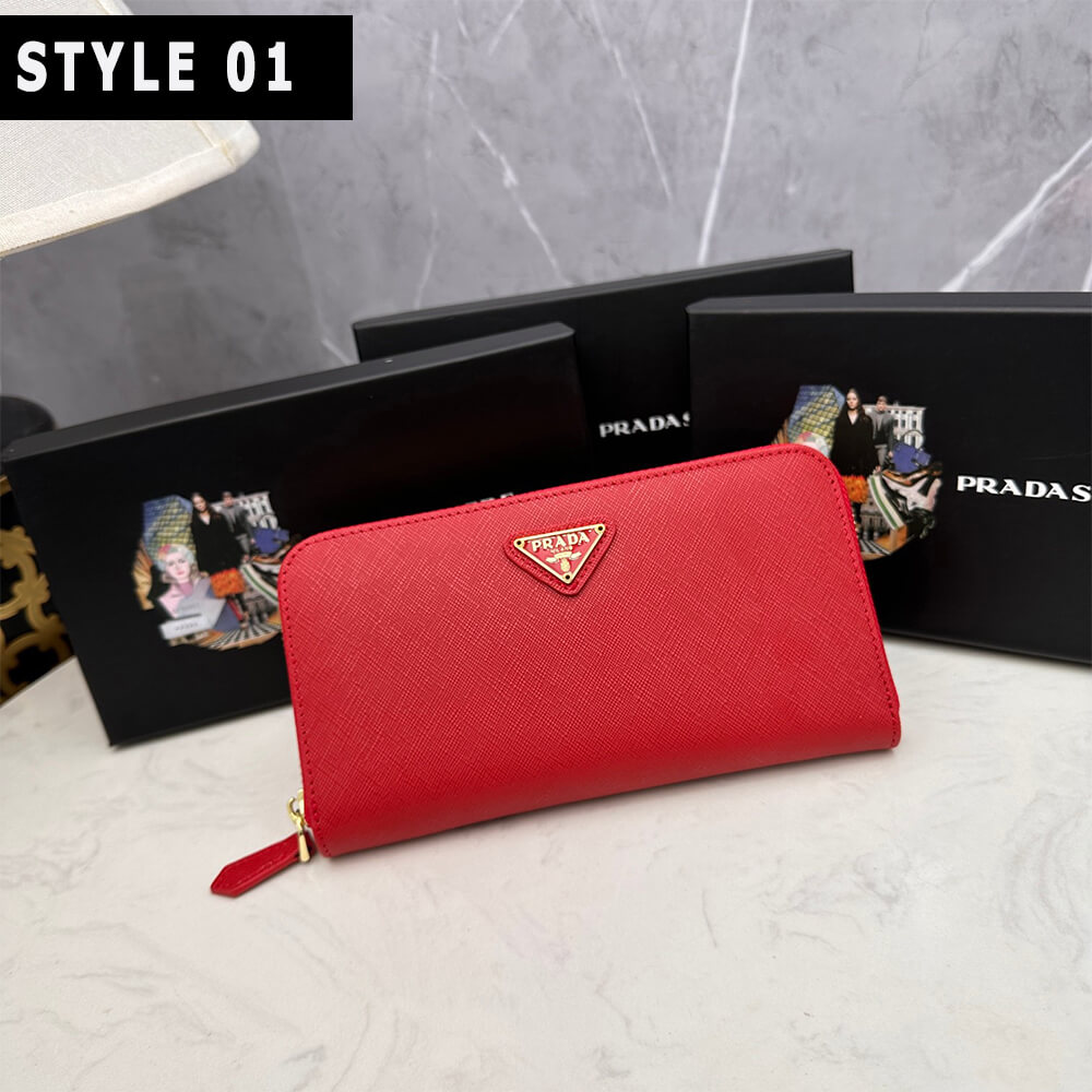 Pra*a Large Saffiano Leather Wallet