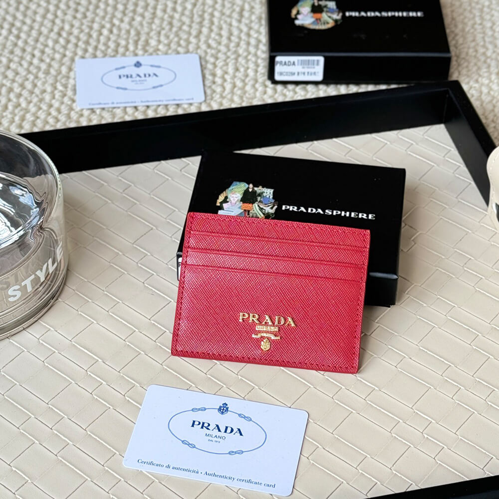 Pra*a Saffiano Leather Card Holder