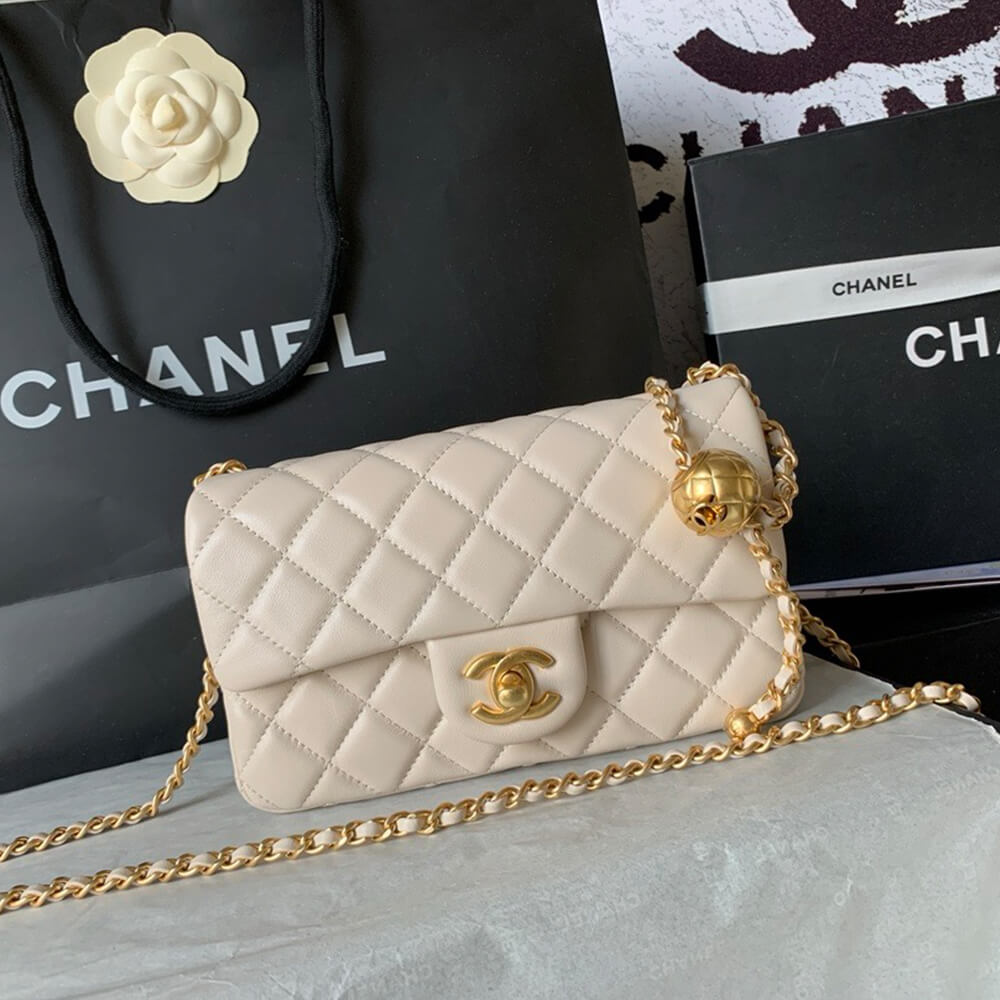 Ch**el Pearl Crush Mini Rectangular Flap（HIGH-END GRADE)