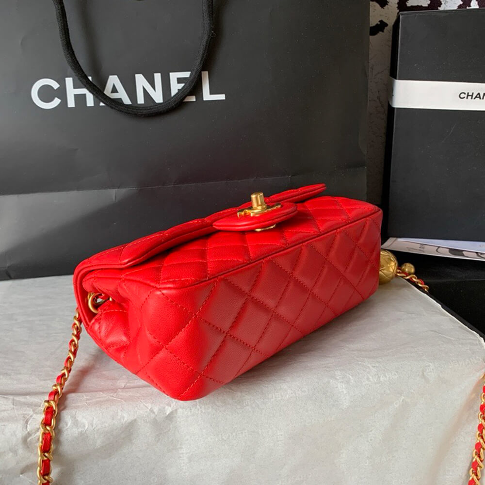 Ch**el Pearl Crush Mini Rectangular Flap(HIGH-END GRADE)