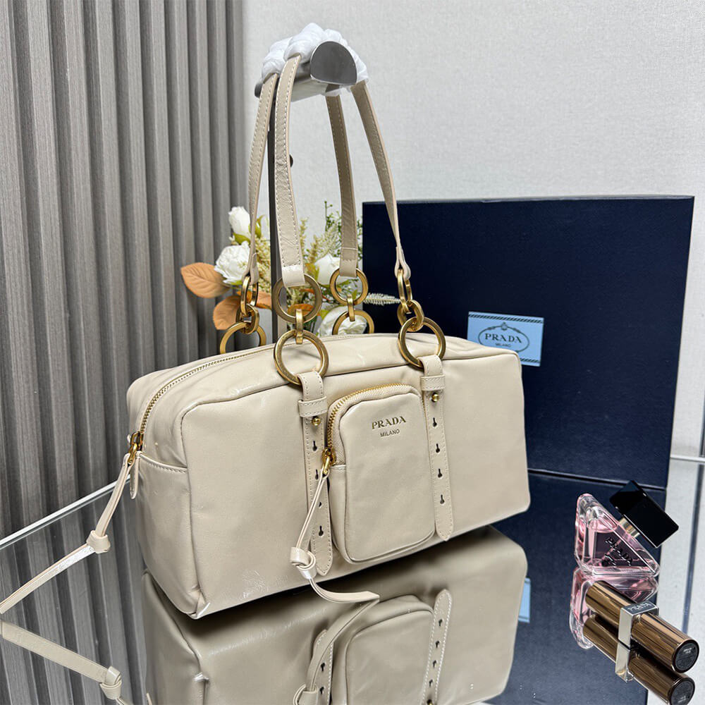 Pra*a Dangle medium leather top-handle bag(HIGH-END GRADE)
