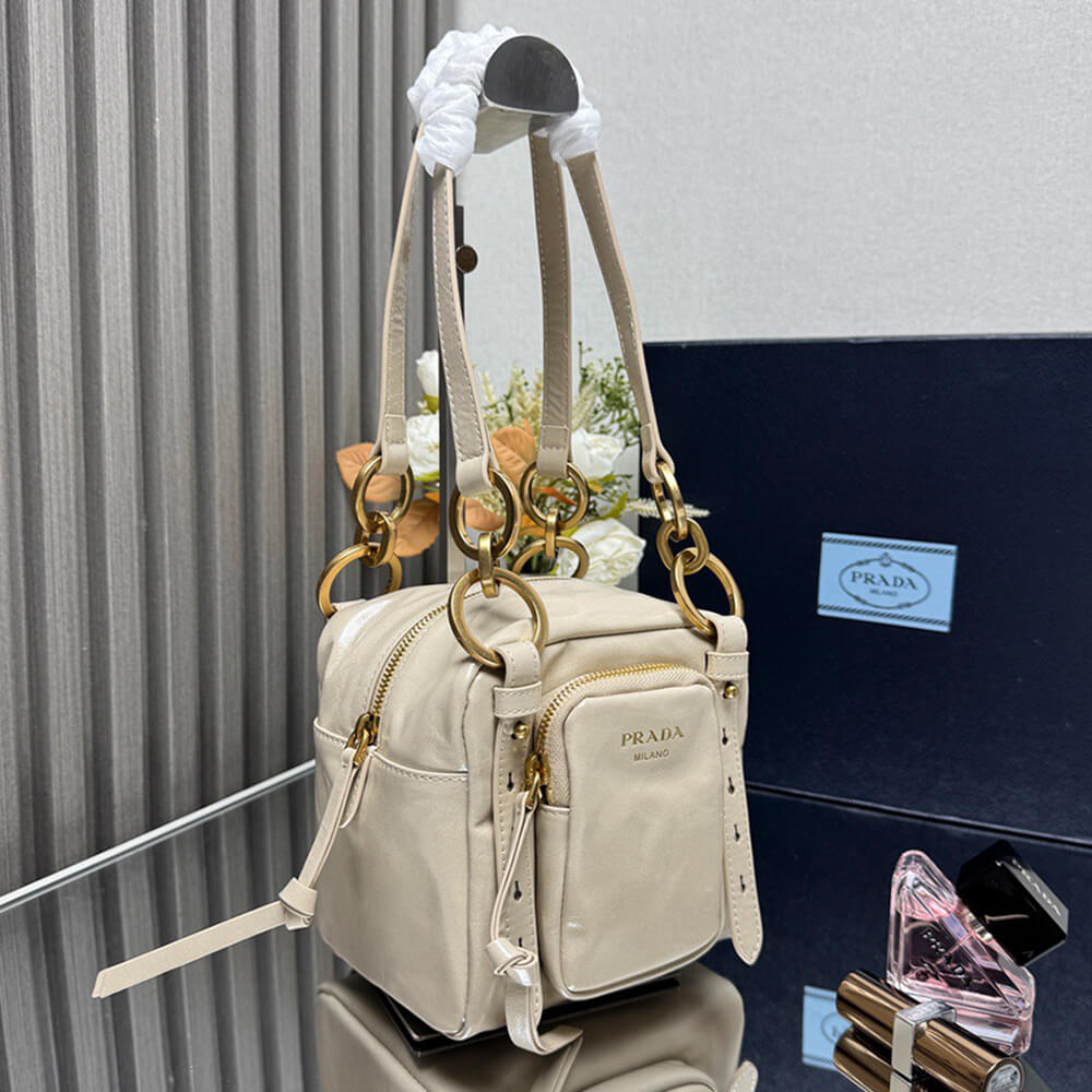 Pra*a Dangle leather top-handle mini-bag(HIGH-END GRADE)