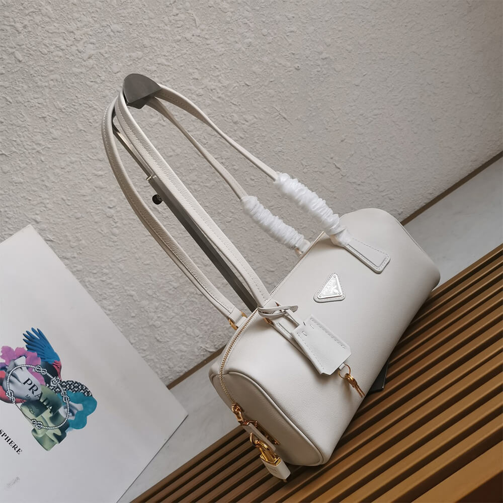 Pra*a Medium leather top-handle bag with padlock(high-end grade)