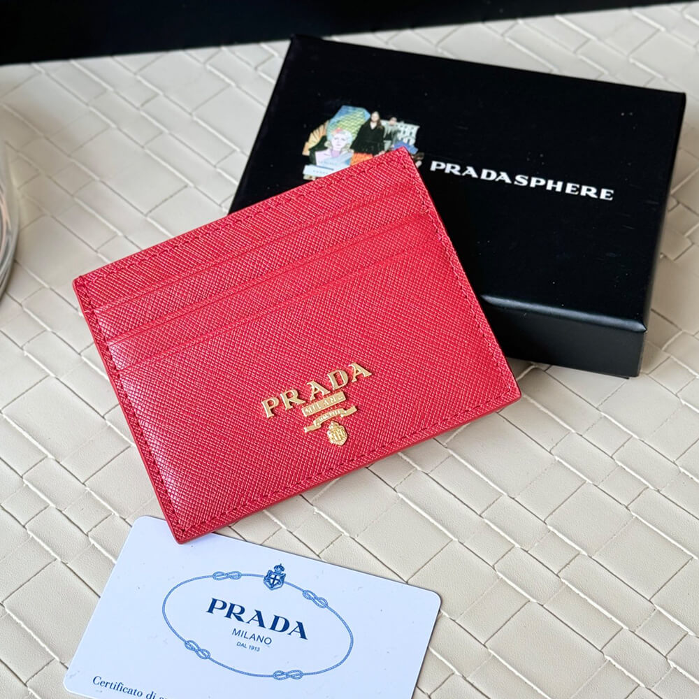 Pra*a Saffiano Leather Card Holder