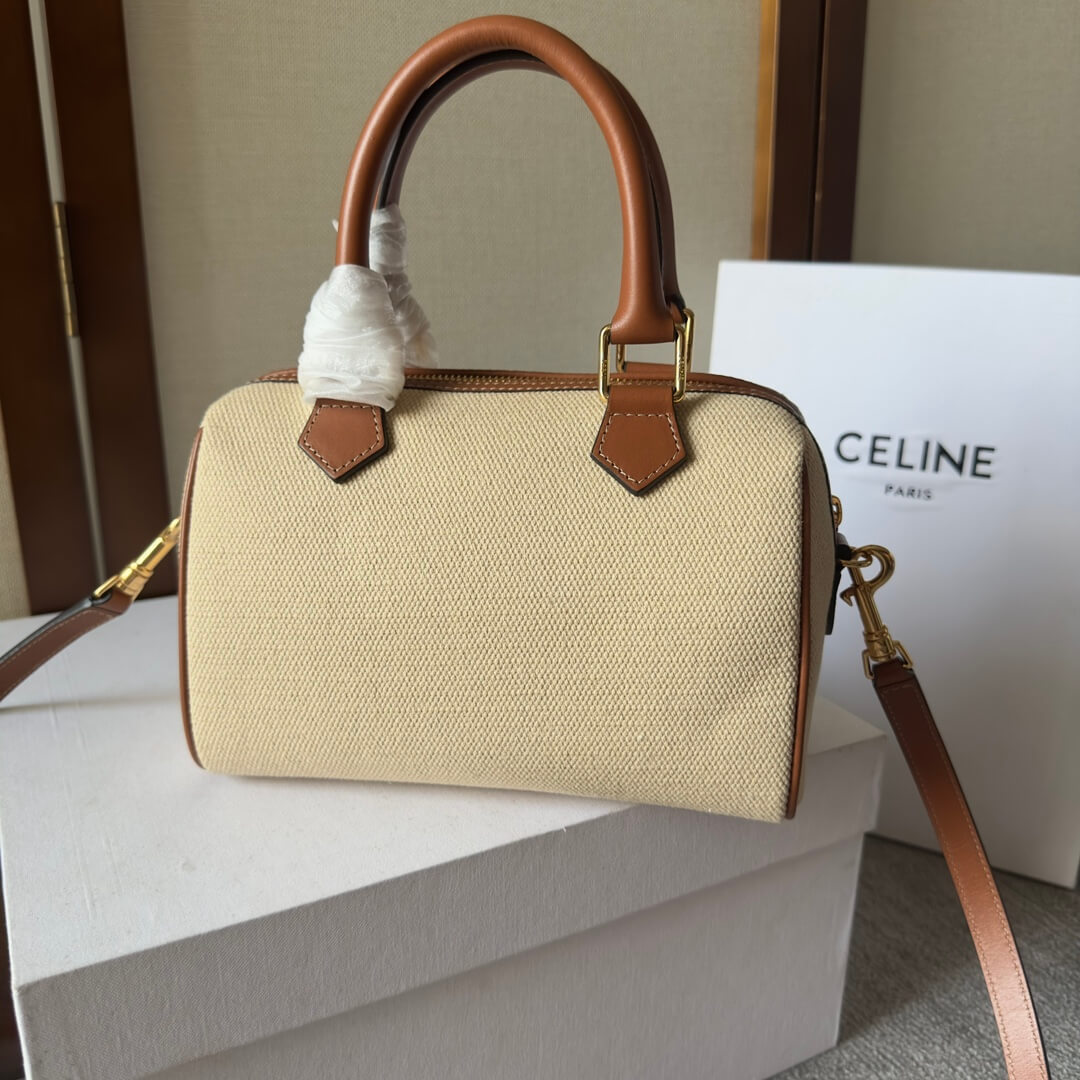 Ce1i*e Small Boston cuir Triomphe in textile and calfskin
