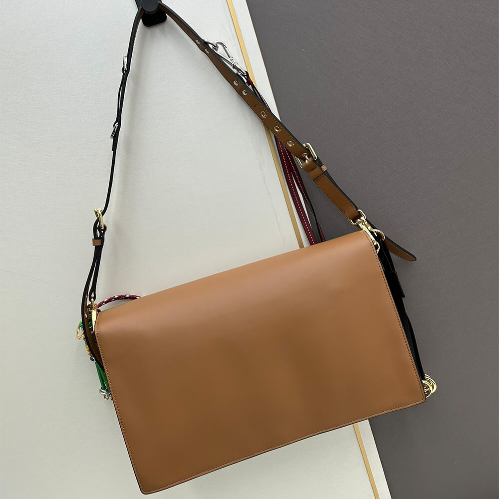 Pra*a Soft Sound large leather shoulder bag with charms(high-end grade)