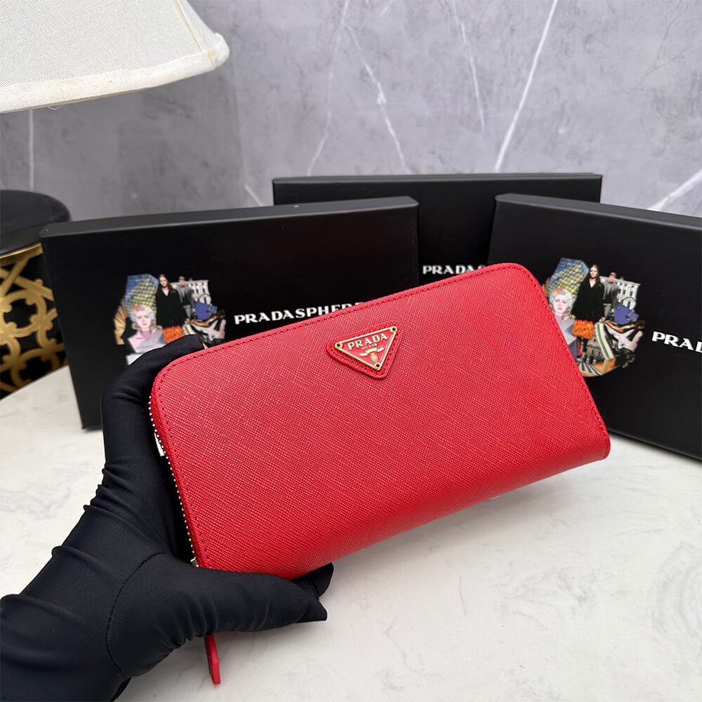 Pra*a Large Saffiano Leather Wallet